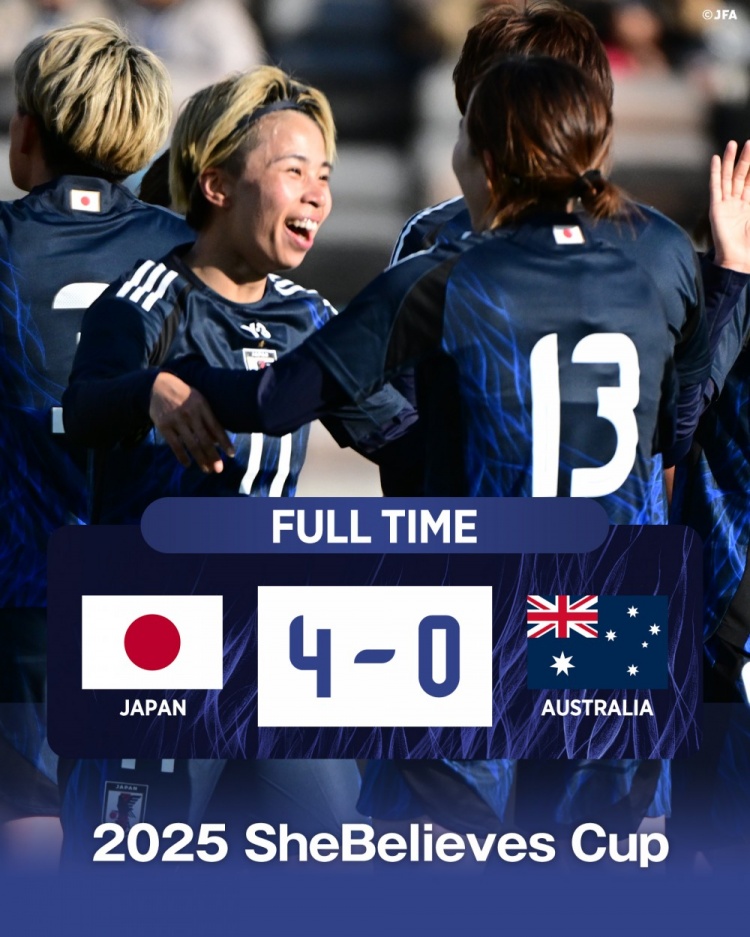  熱身賽日本女足4-0澳大利亞女足，田中美南2射1傳&長谷川唯任隊長