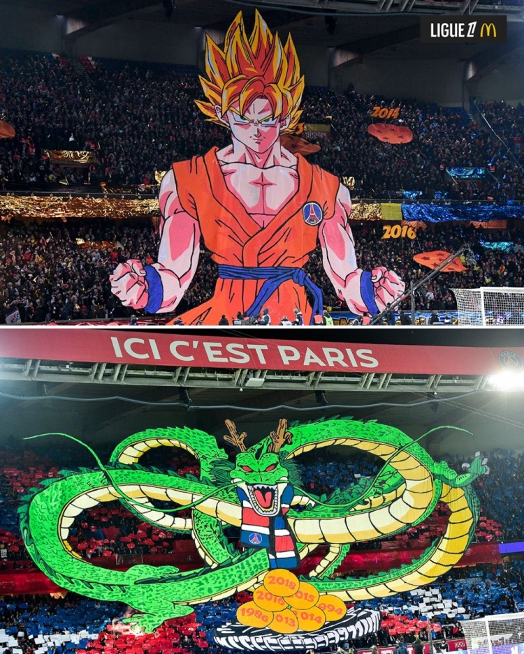  逝世一周年，法甲官推曬昔日巴黎主場龍珠TIFO：鳥山明經(jīng)典永存