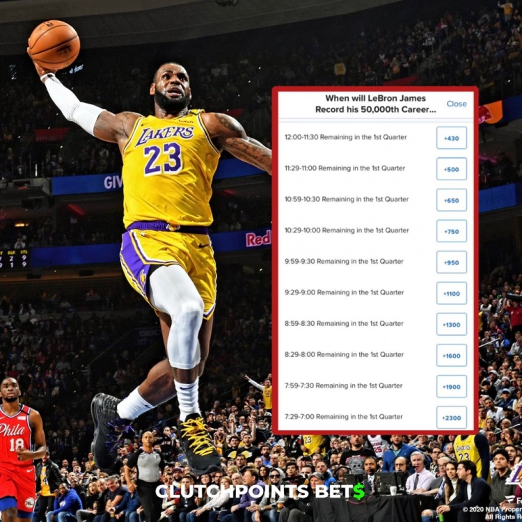  僅差1分！詹姆斯今日何時破五萬分賠率：開場30秒內(nèi)最被看好