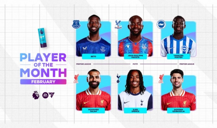  英超2月最佳候選：貝托、馬特塔、明特、薩拉赫、斯賓塞、索博