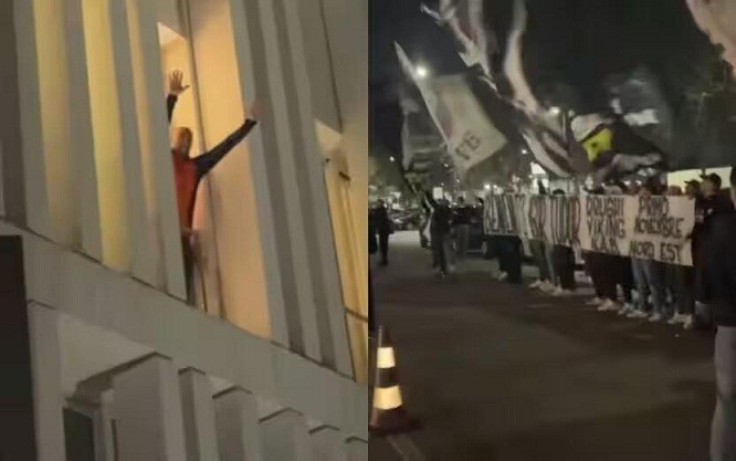  都體：尤文球迷來到酒店外支持新主帥，圖多爾向球迷們揮手致意